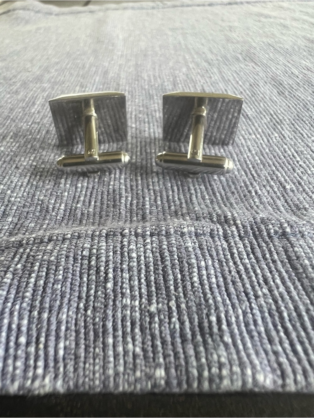 Silver Square “J” Monogram Cufflinks - Classic Men's Accessory - Picture 2 of 2